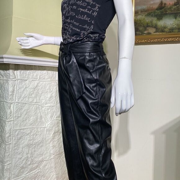 NWOT Lucy Paris Londyn Faux Leather Belted Ankle Pants - Picture 8 of 16